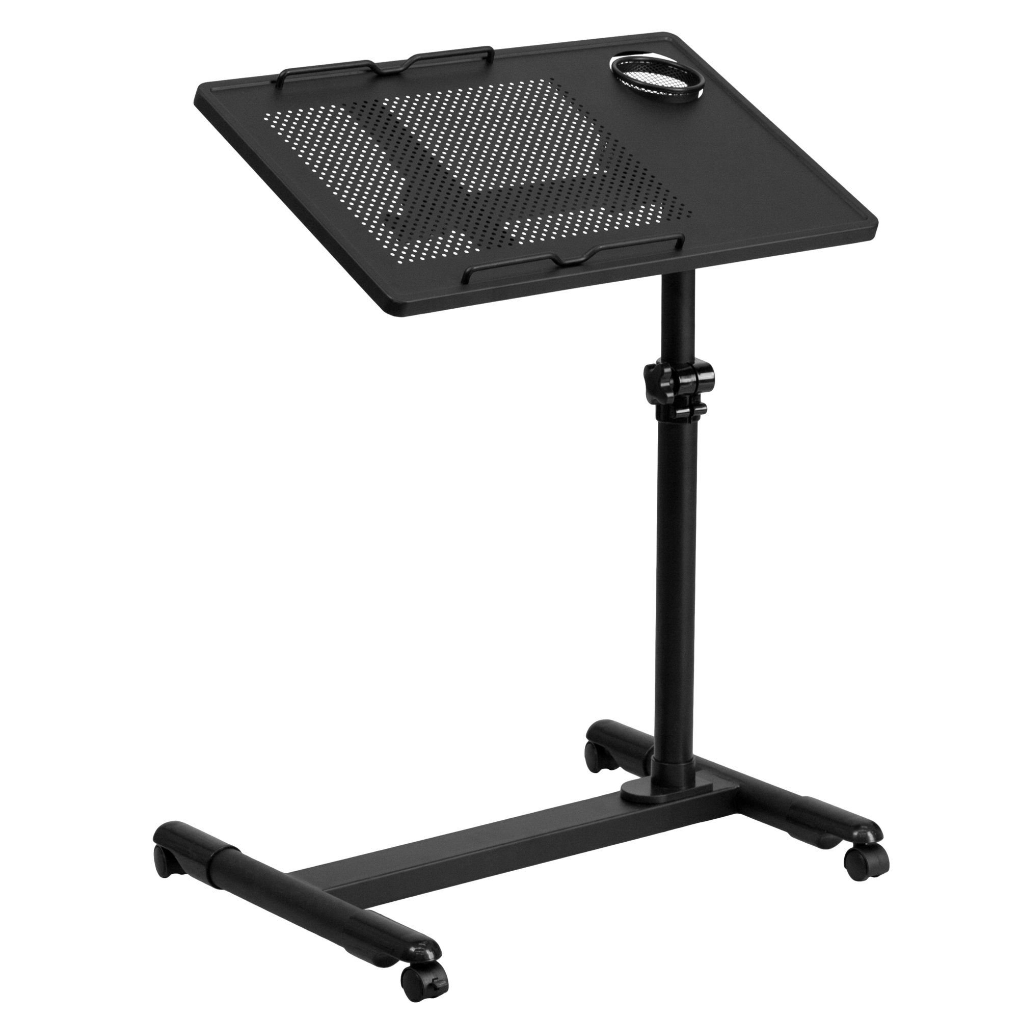 Flash Furniture, Black Adjustable Height Steel Mobile Computer Desk, Width 22.5 in, Height 36.5 in, Depth 17.5 in, Model# NANJG06BBK